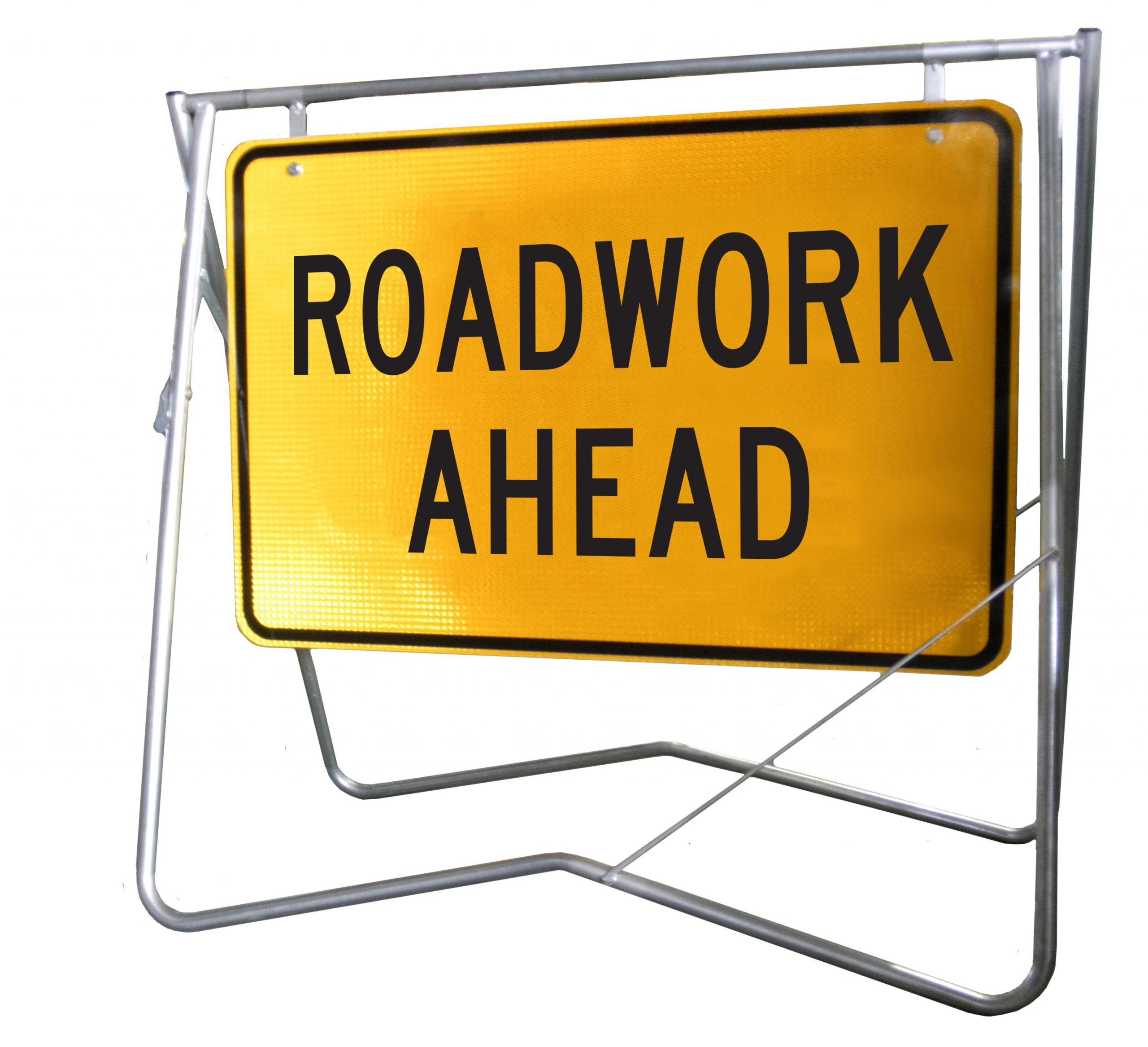 Roadwork Ahead - 900 x 600 - Mounted on Swing Stand