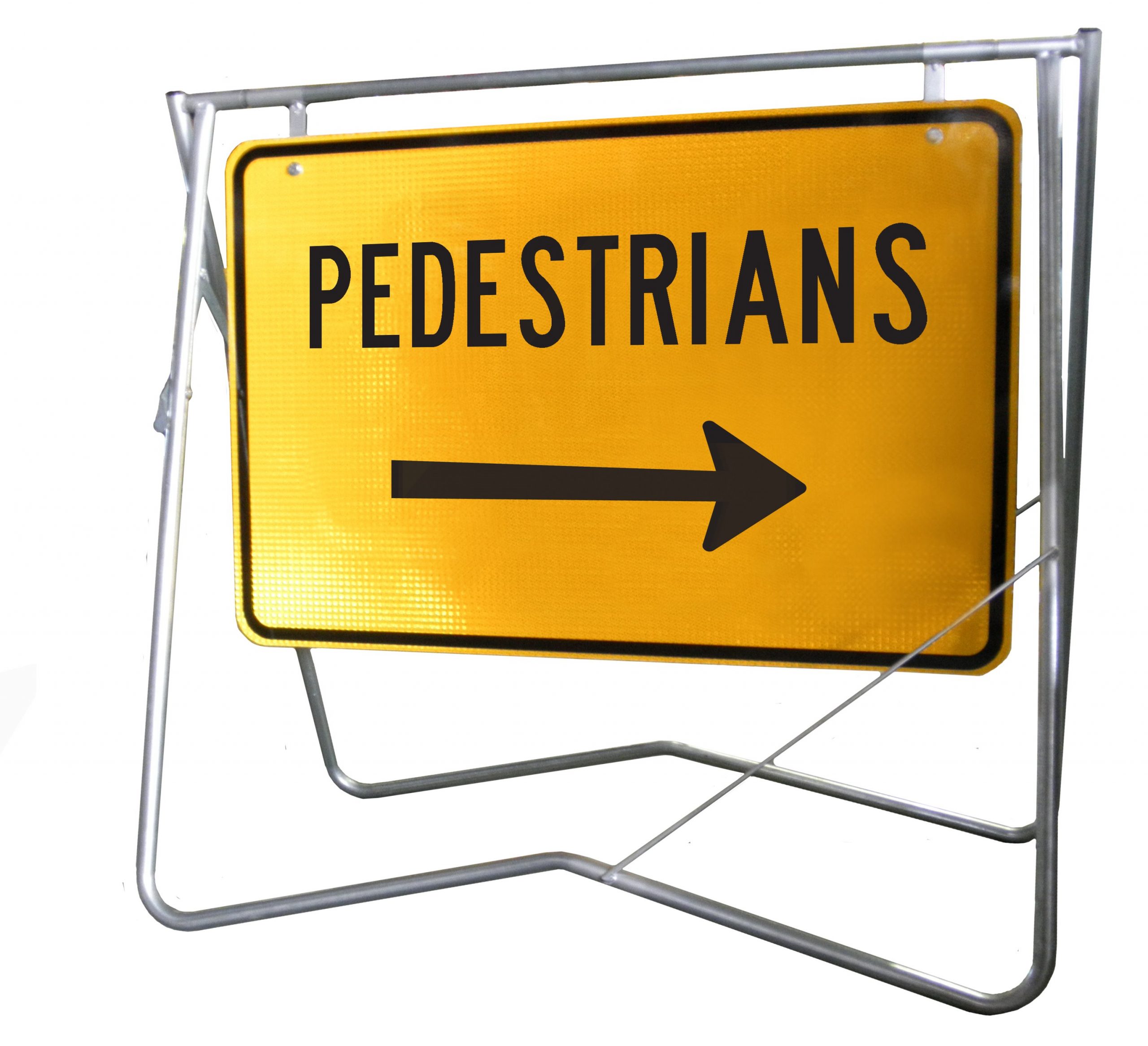 Pedestrians Magnetic Arrow - Mounted on Swing Stand - 900x600