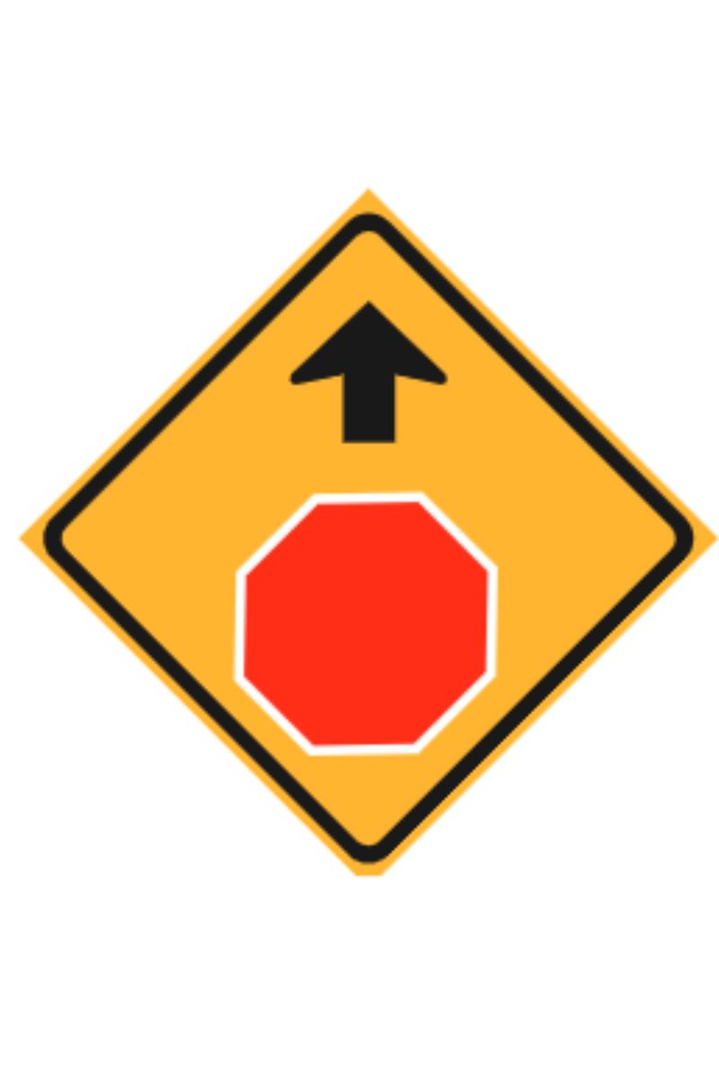 Stop sign ahead sign